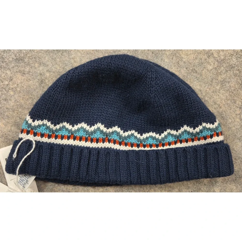 Janie and Jack Boys Navy Blue Fair Isle Knit Beanie Hat Size 6 to 8 NWT